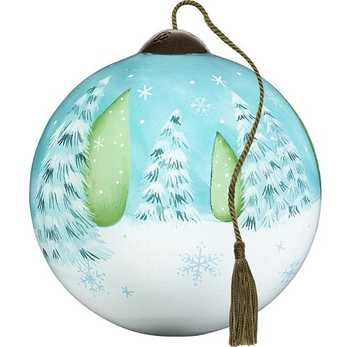 Snowman Noel, Hand-Painted Glass Ornament