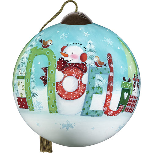 Snowman Noel, Hand-Painted Glass Ornament