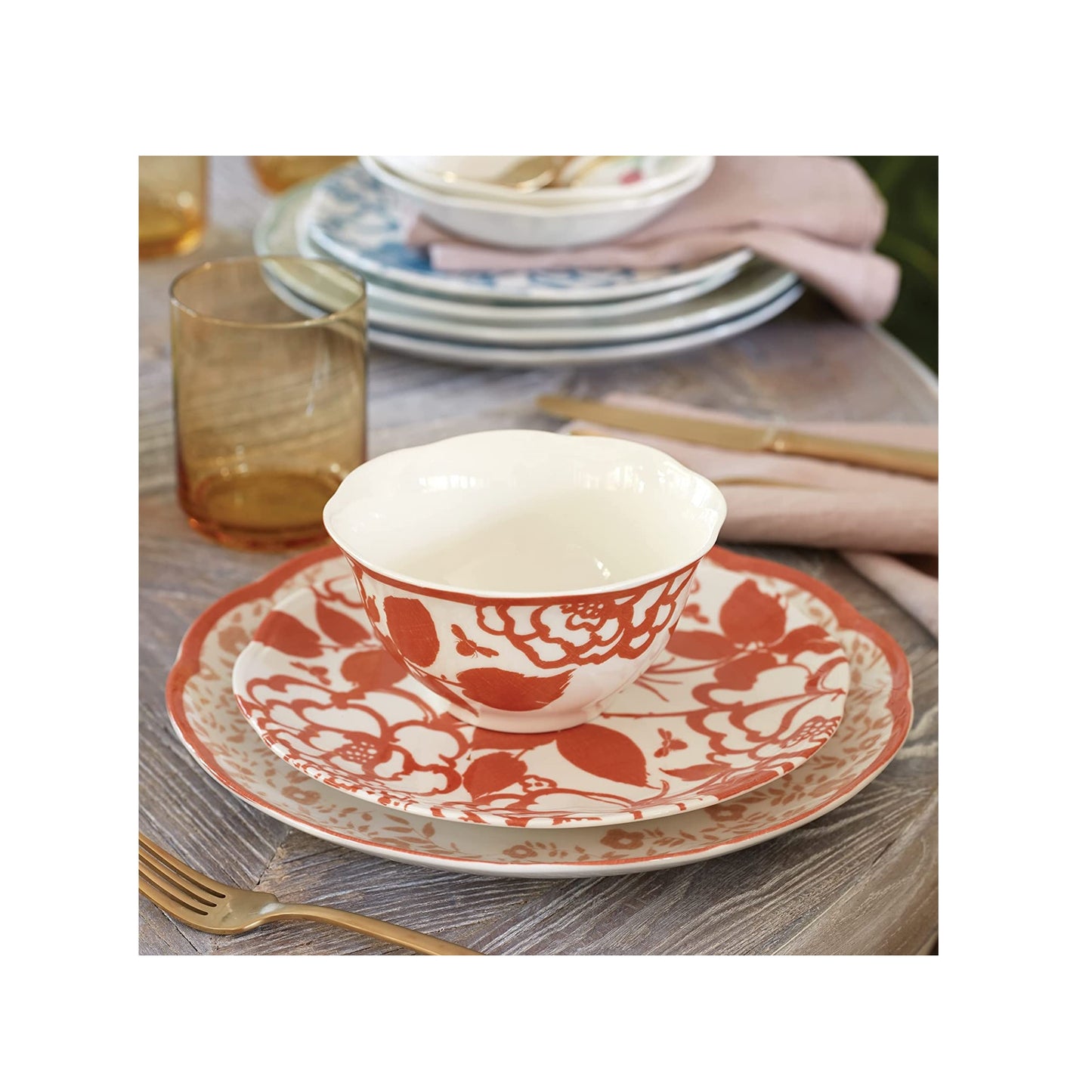 Butterfly Meadow Cottage Saffron 4-Piece Accent Plates by Lenox