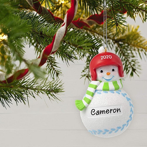 Ornament 2020 Baseball Snowman, DIY Personalized