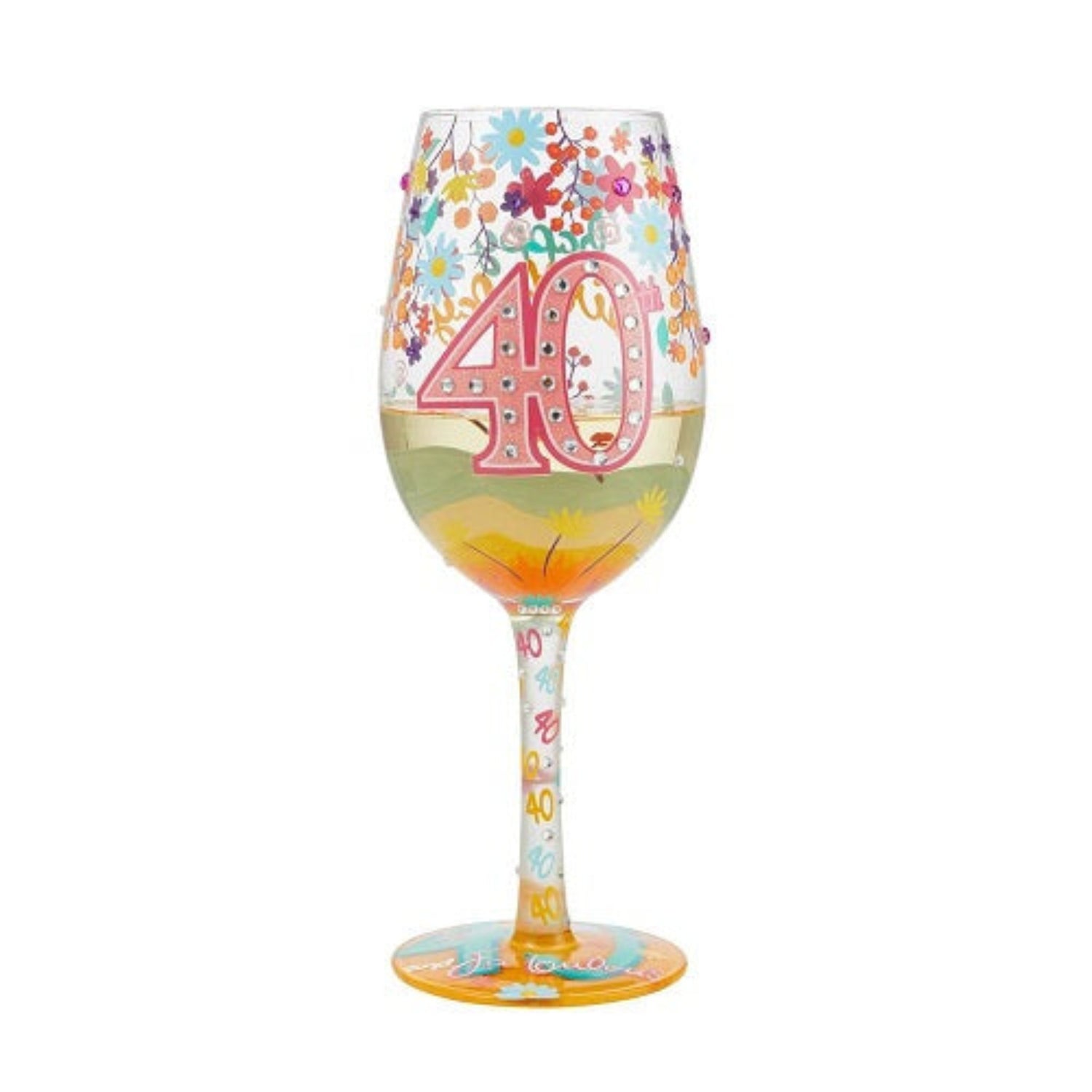 Lolita Wine "Happy 40th Birthday" Glass