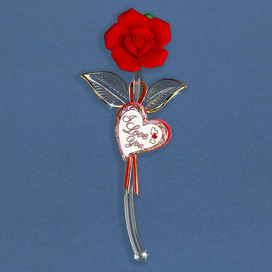 Glass Baron "I Love You" Red Rose Small