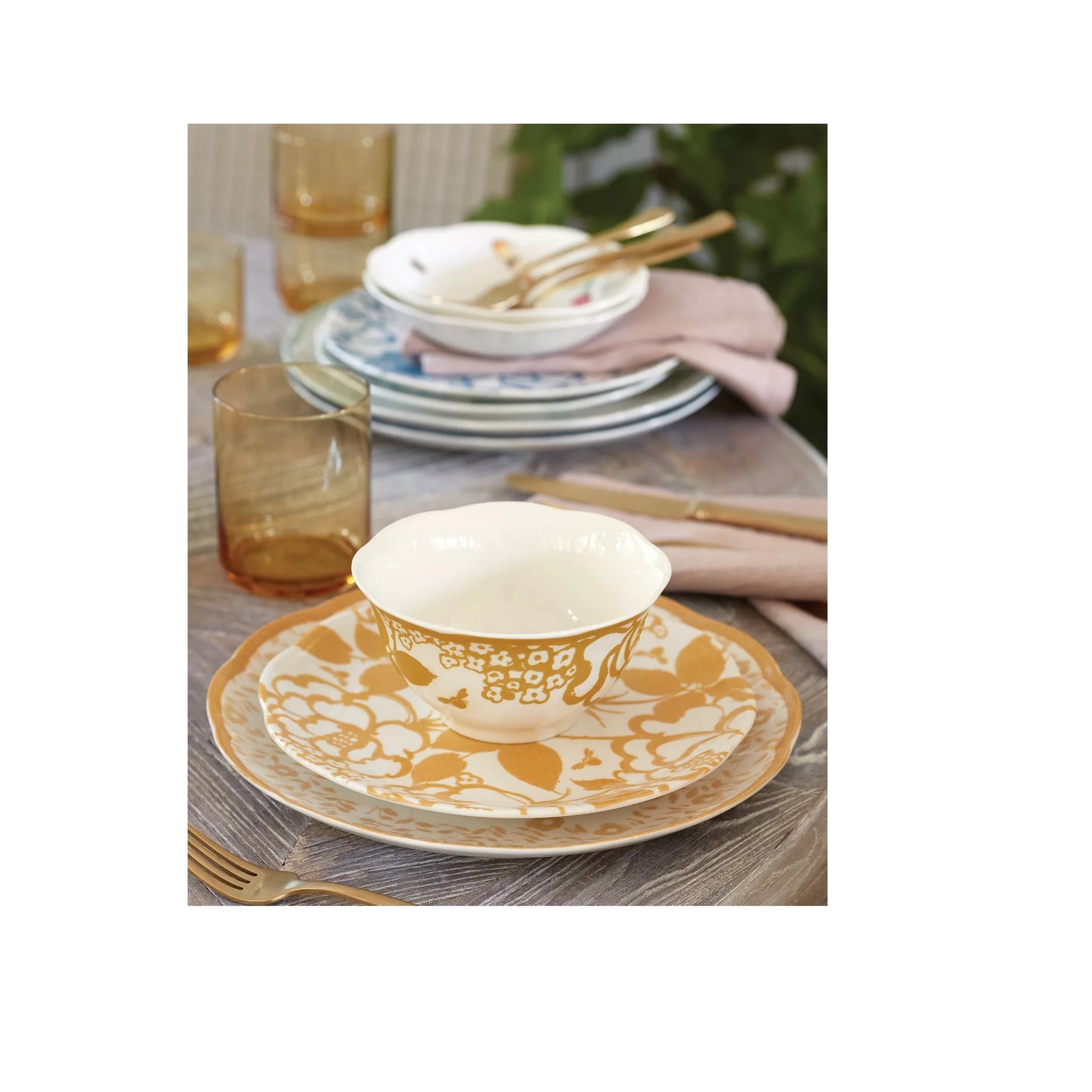 Butterfly Meadow Cottage Goldenrod 4-Piece Accent Plates