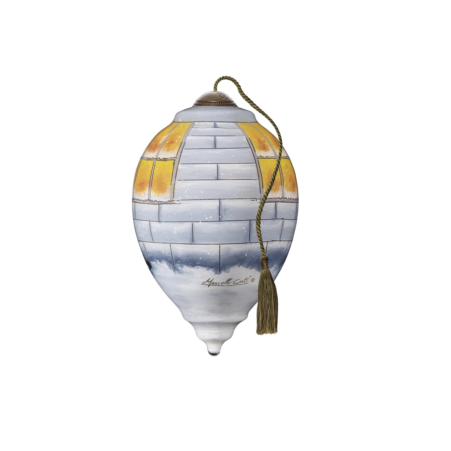 Ne'Qwa Art Fluffy Christmas Surprise, Hand-Painted Glass Ornament