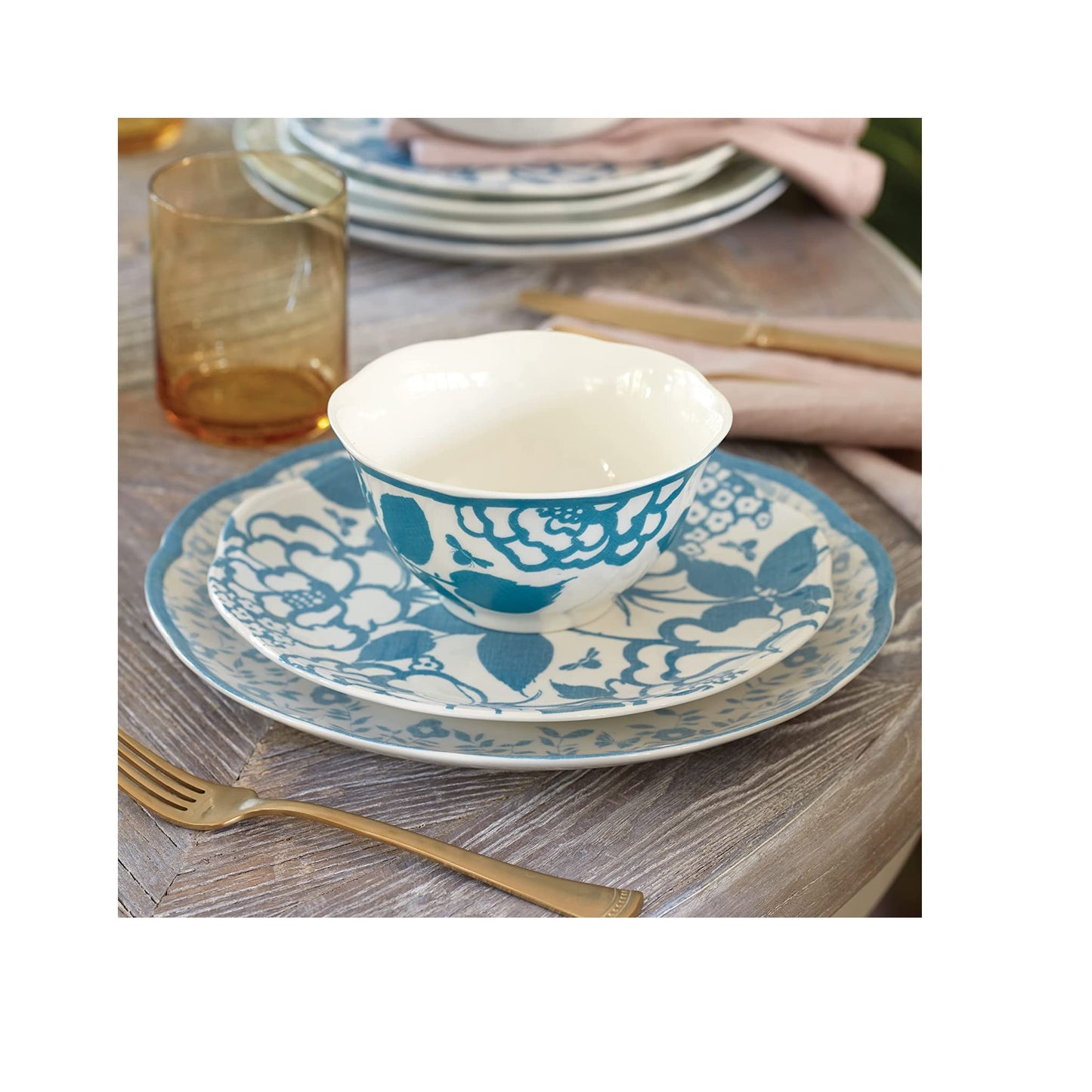 Butterfly Meadow Cottage Cornflower 4-Piece Accent Plates by Lenox