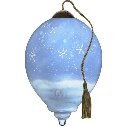 Dog and Cat With Scarves In Snow Ornament