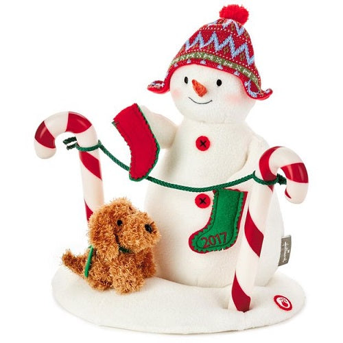 Stockings Hung With Care Snowman Musical Stuffed Animal With Light and Motion