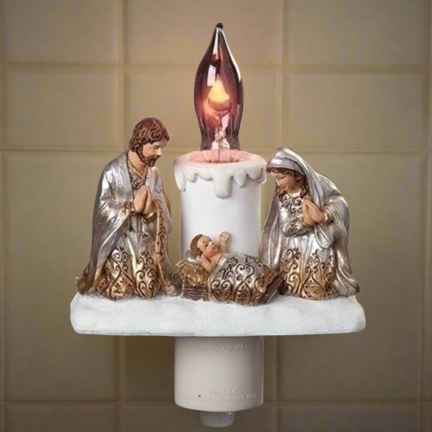 Roman Holy Family Gold and Silver Swirl Night Light