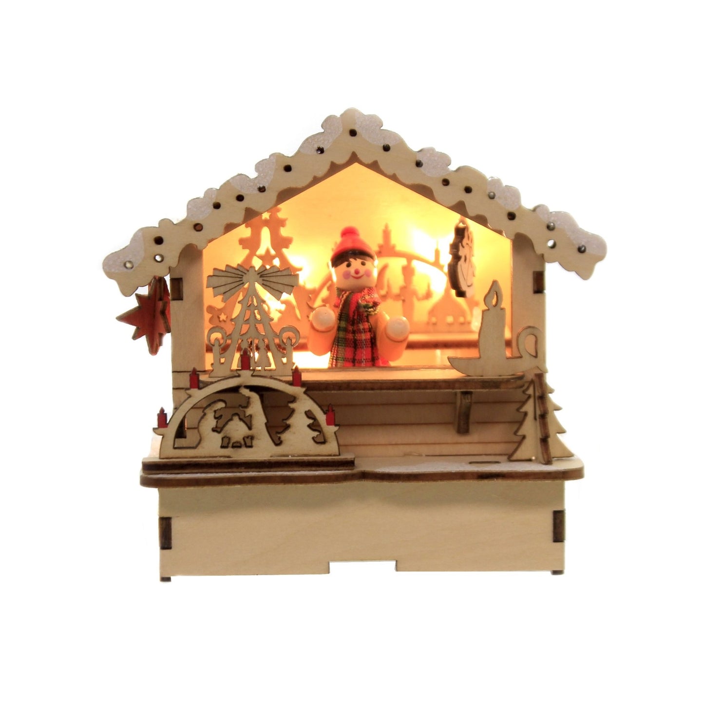 Figurine Holiday Wood Shops LED 4,5" par Roman 