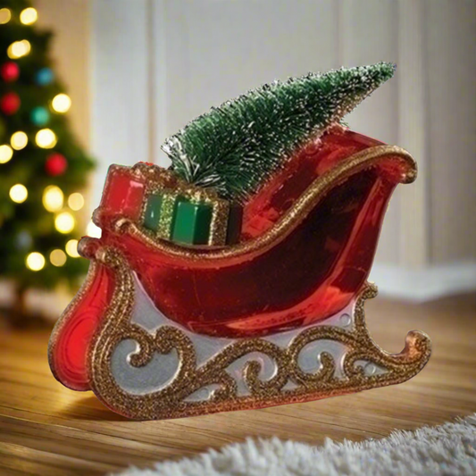 Roman Christmas Sleigh Glitterdome With Tree Swirl LED