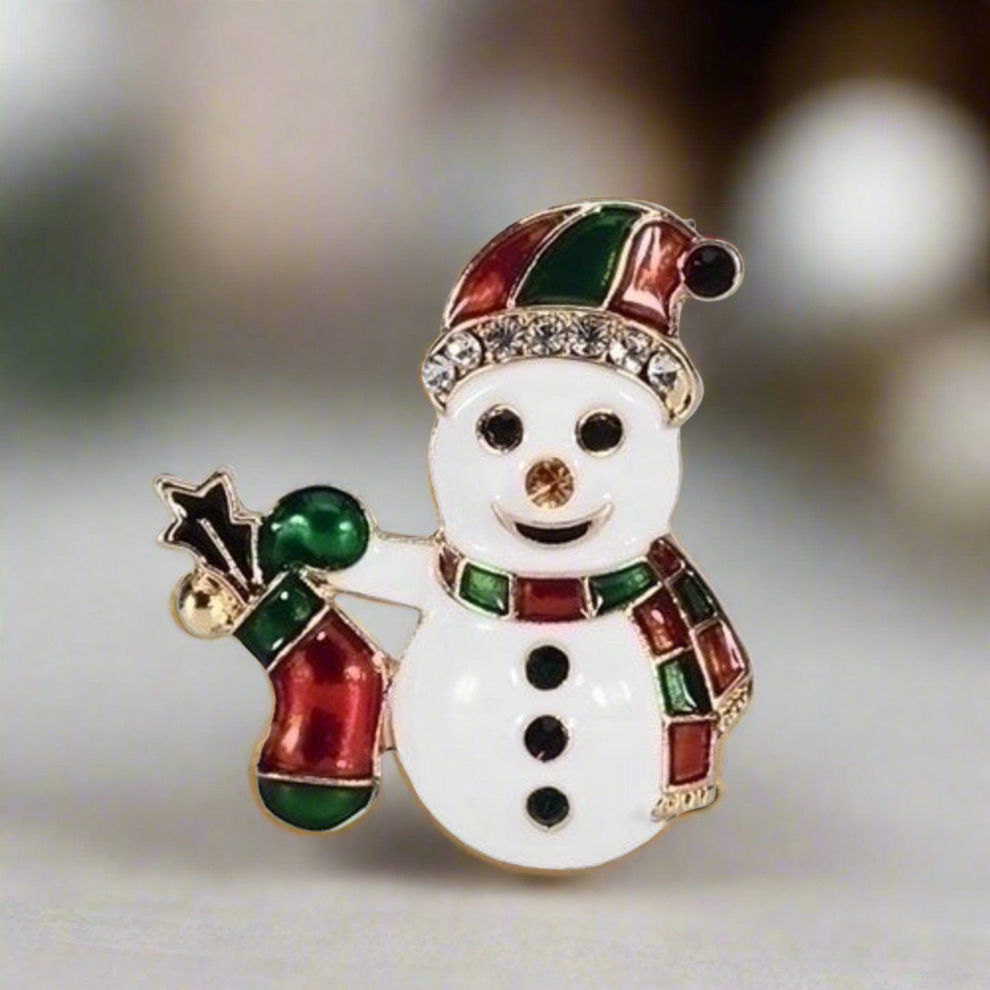 Roman Christmas Snowman with Stocking Pin