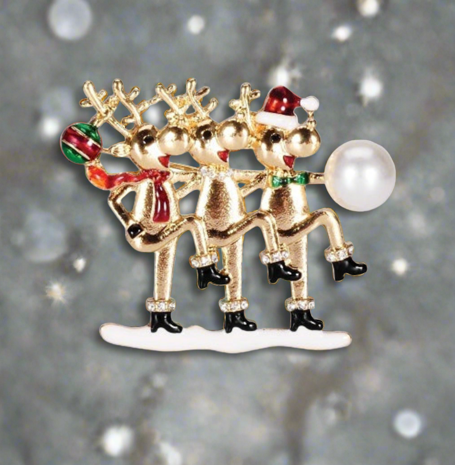 Roman Reindeer with Pearl Pin Ho Ho Ho