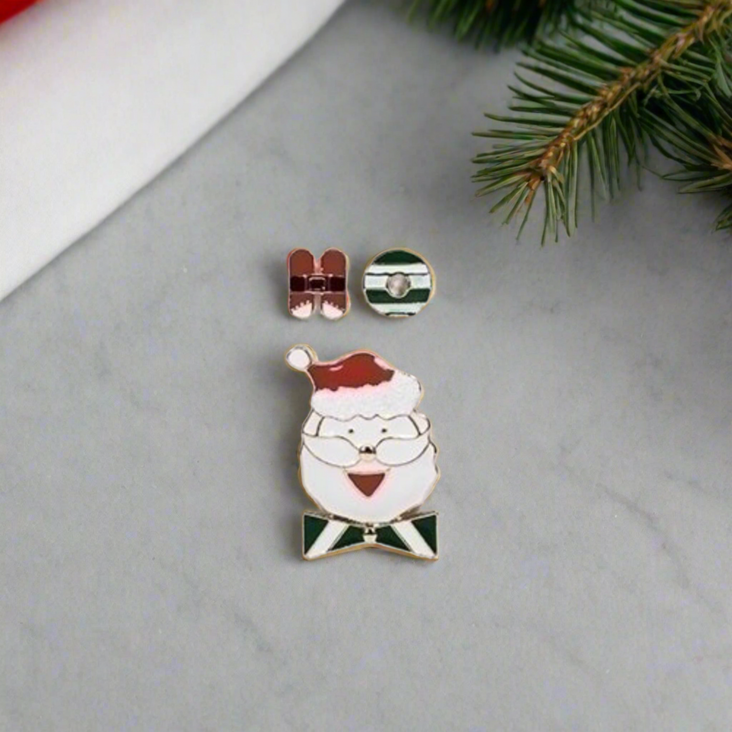 Roman Santa Pin and Earrings Set HO HO HO