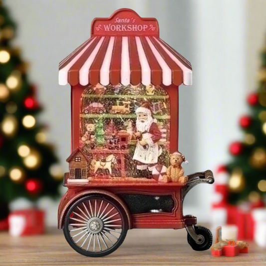 Roman Santa Cart Toy Shop LED Swirl Waterglobe