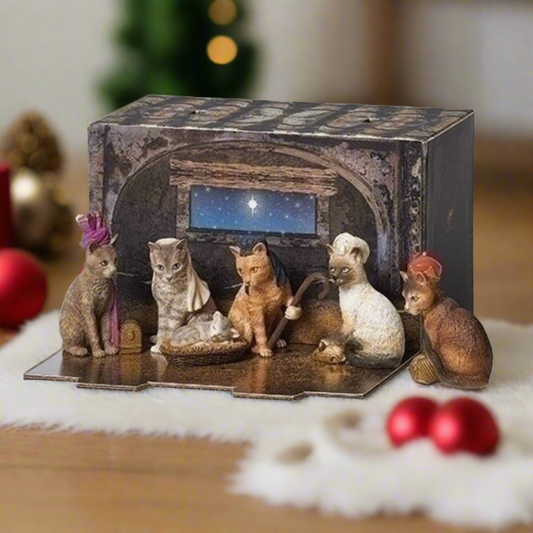 Cat Pageant Creche Printed Box "Purfect Pageant" by Roman