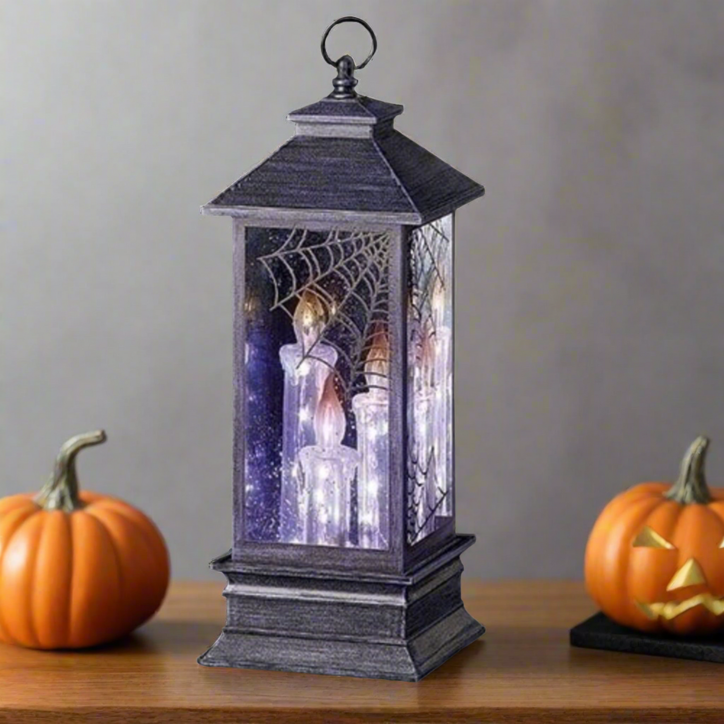 Roman Halloween Lantern Purple LED Swirl Water Dome