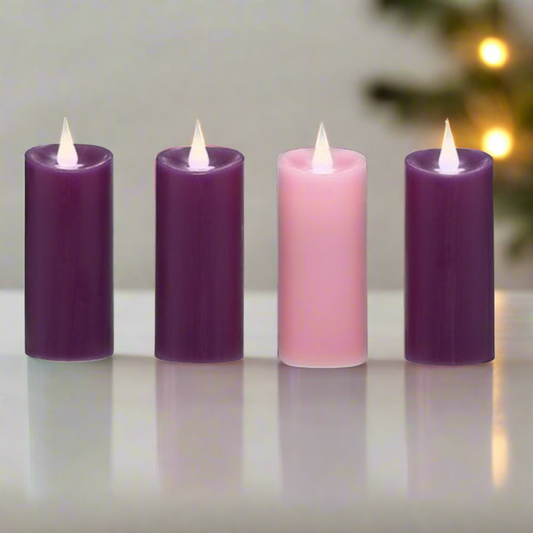 Roman LED Christmas 4 piece Advent 4.5" Votive Candle Set