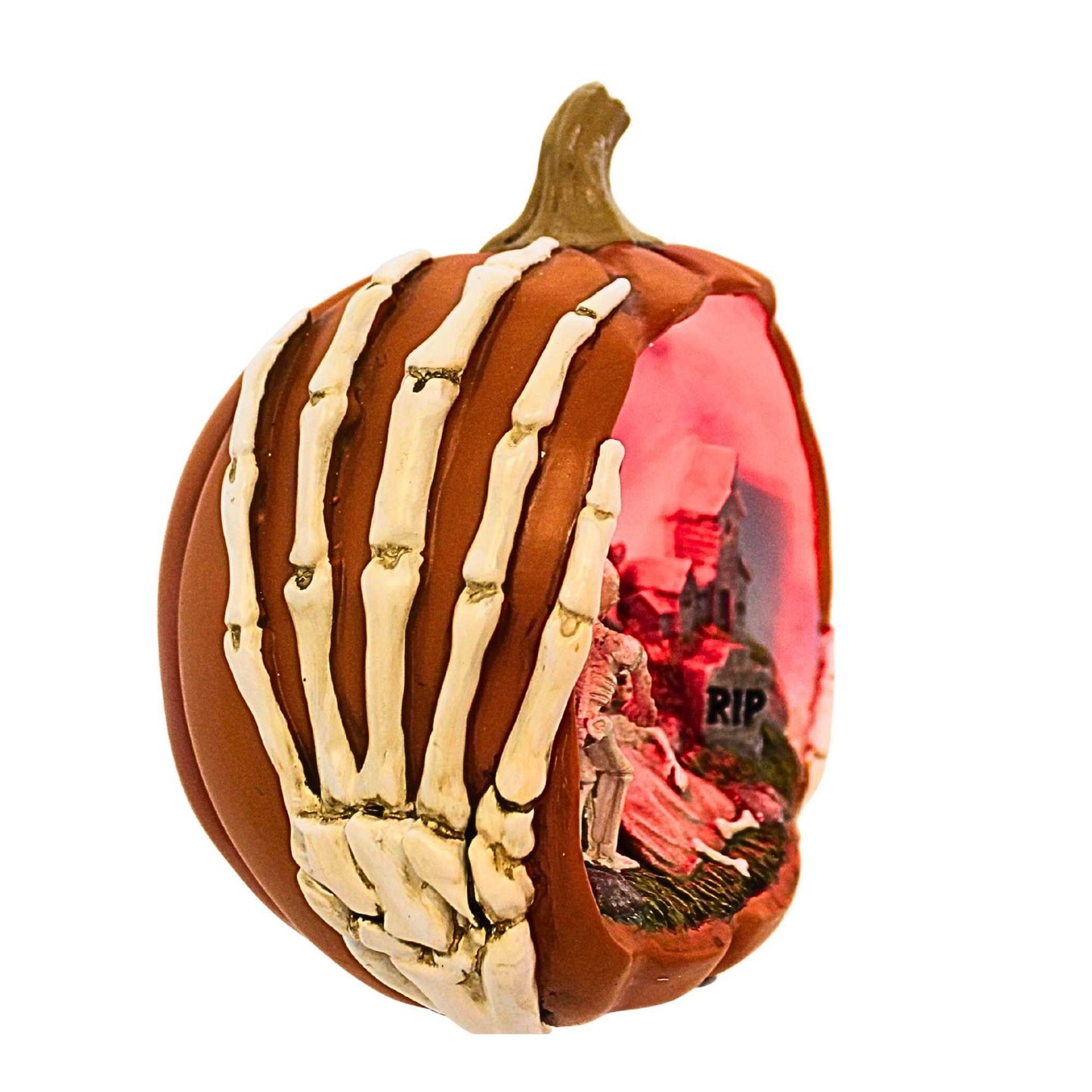 Roman Halloween Lighted Orange Pumpkin Scenic Haunted Jack O Lantern