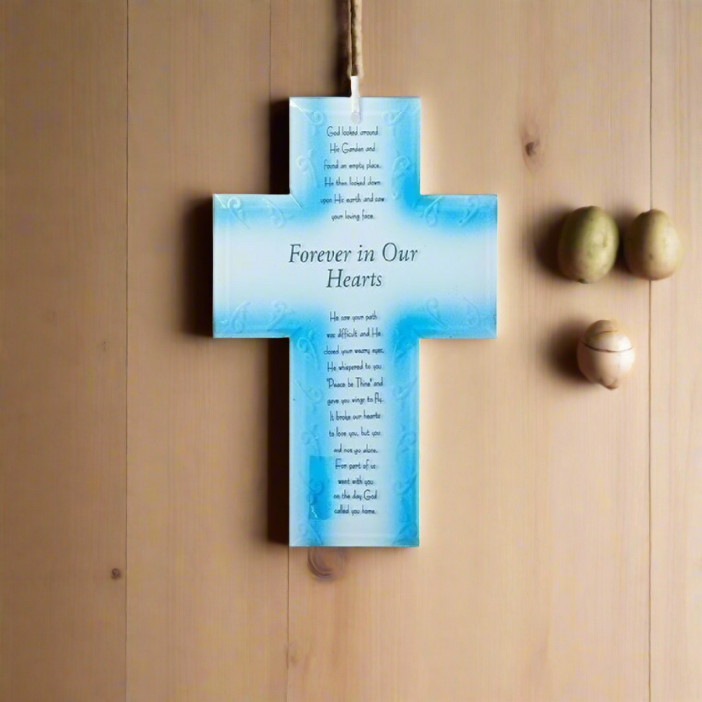 Croix commémorative romaine en verre bleu