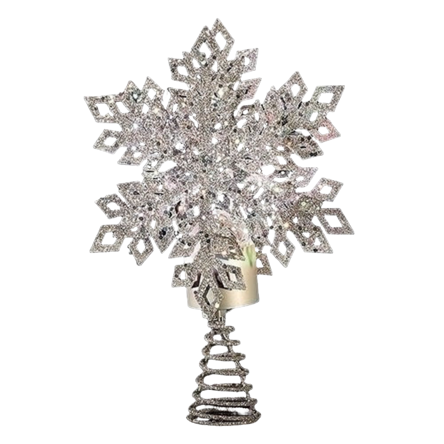 Roman LED Tricolor Snowflake Treetop Plug-in with Timer Metal