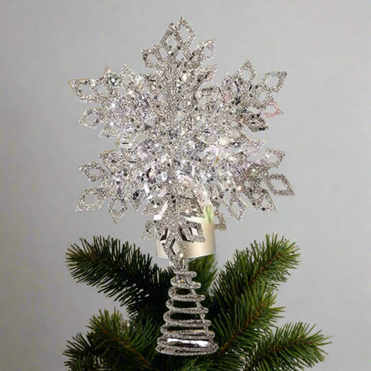 Roman LED Tricolor Snowflake Treetop Plug-in with Timer Metal