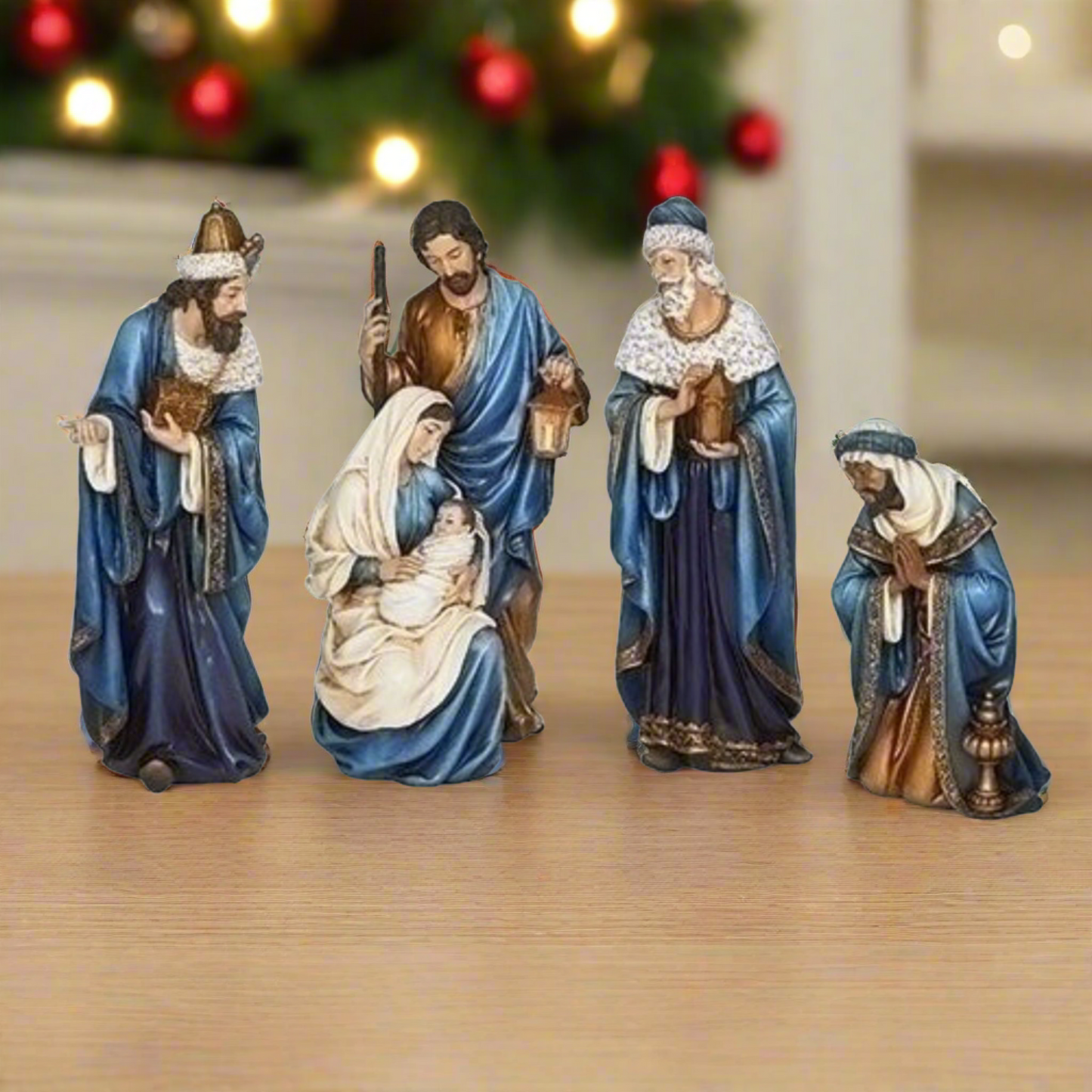 Nativity 4 Piece Set Blue & Gold by Josephs Sudio