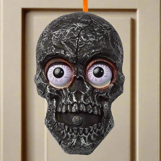 Roman Eyeroll LED Skull Spooky Sounds Wall Hang