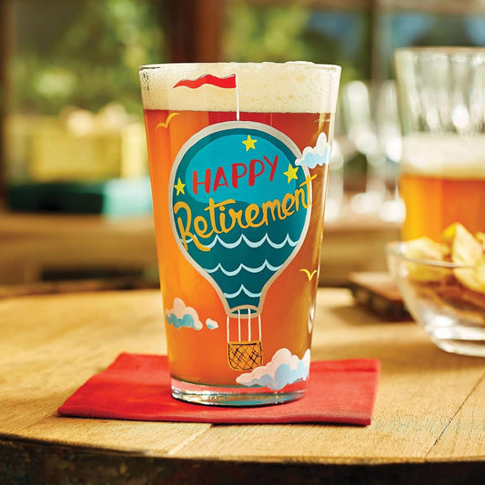 Lolita Happy Retirement Hand-Painted Artisan Beer Pint Glass