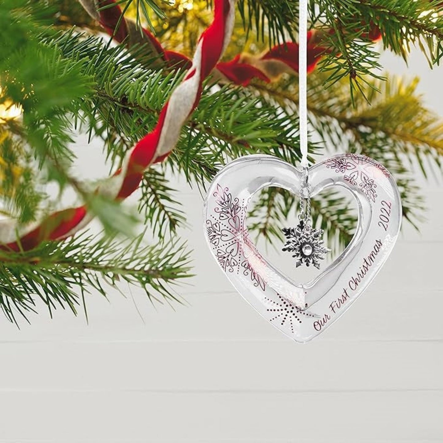 Hallmark Keepsake Christmas Ornament 2022, Our First Christmas Glass Heart