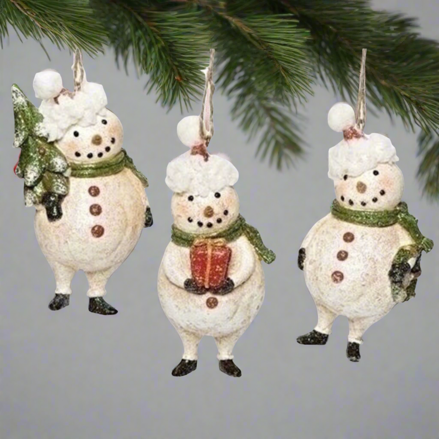 Roman Plumpy Snowmen Ornaments Set of 3