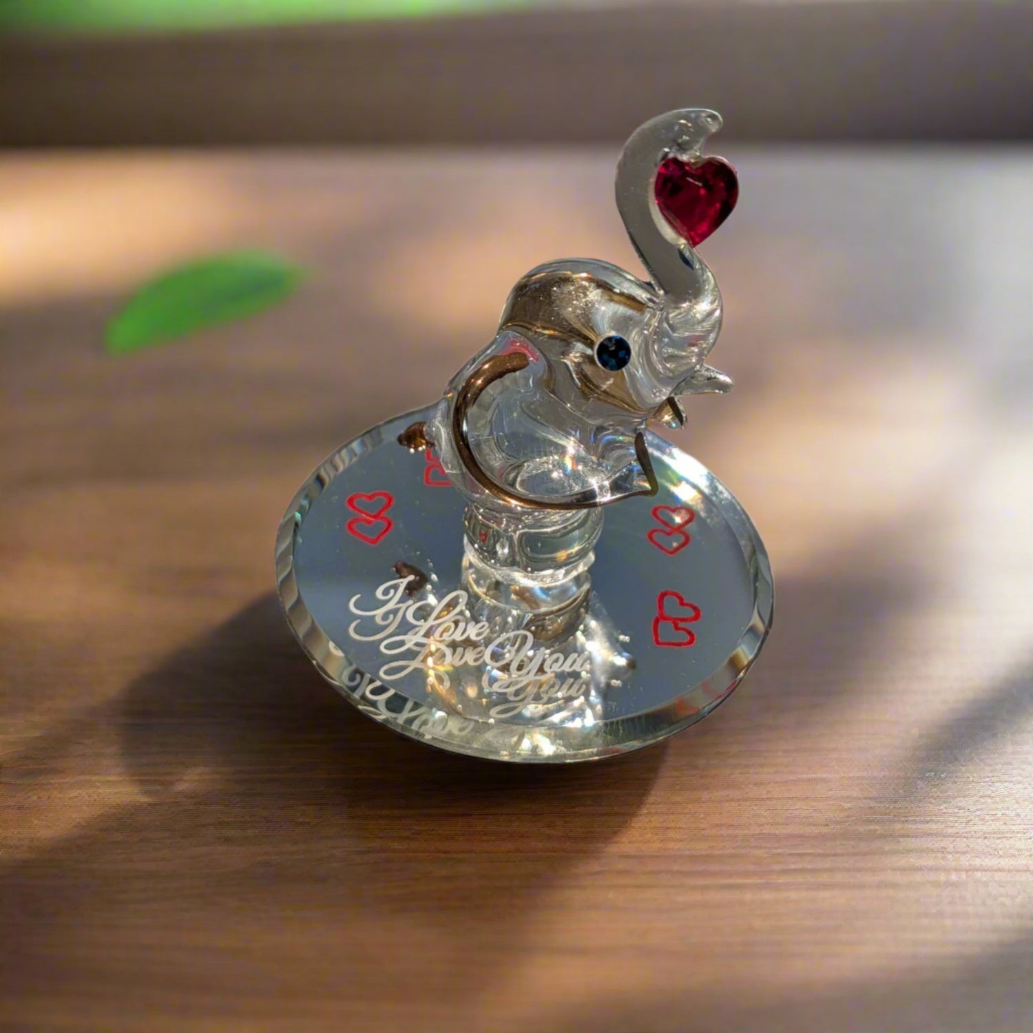 Glass Baron Elephant I Love You Figurine Handcrafted