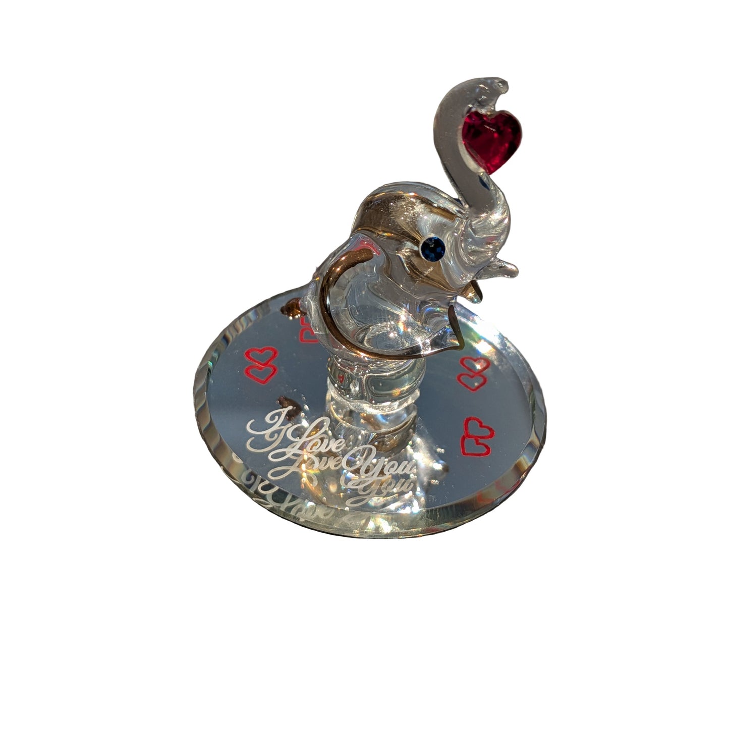 Glass Baron Elephant I Love You Figurine Handcrafted
