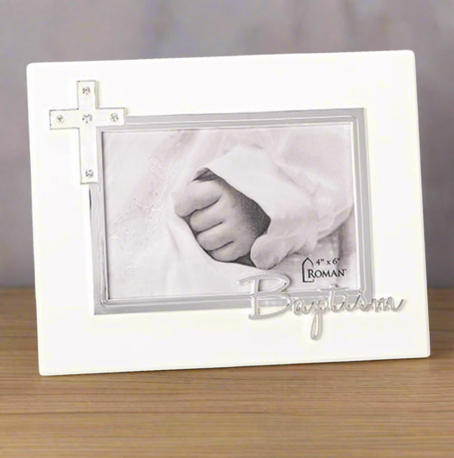 Baptism Frame With Jewel Tone Accent Caroline Collection