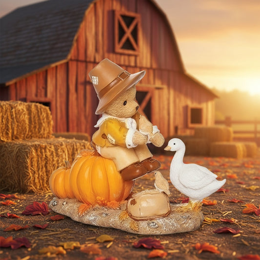 Bear with Goose Thanksgiving Figure – Cherished Teddies by Roman 