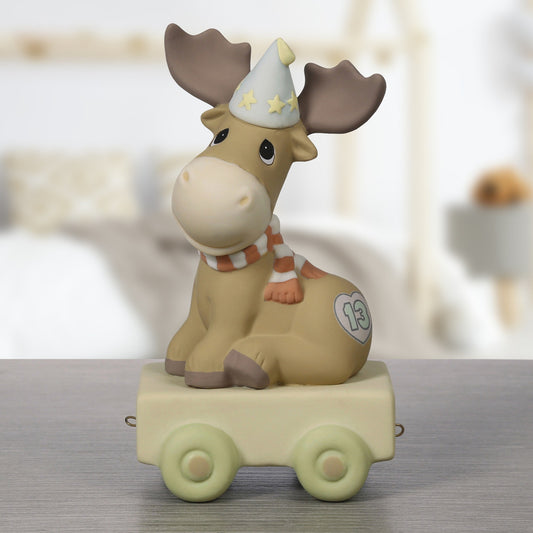 Birthday Train, Age 13, You Mean The Moose To Me, Bisque Porcelain Figurine