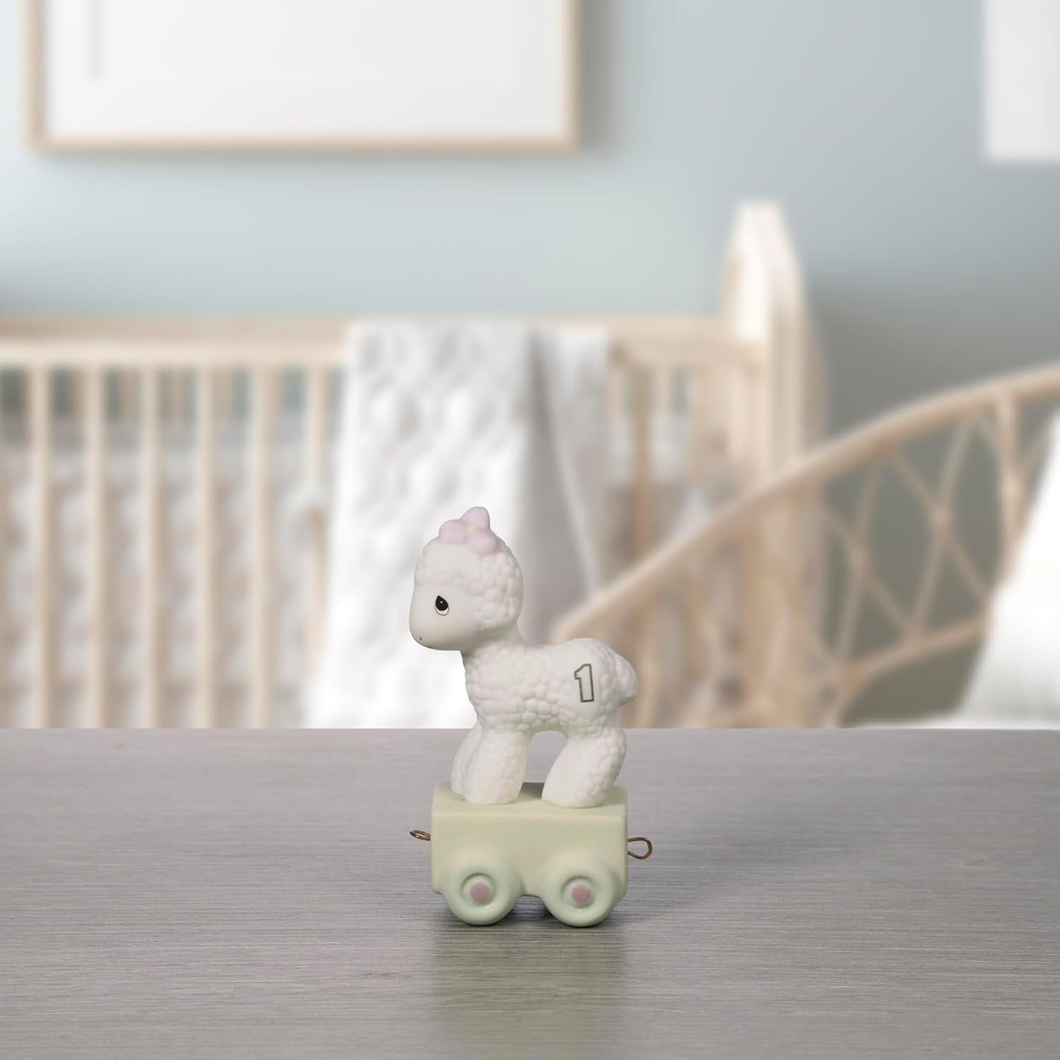 Birthday Train, Age 1, Happy Birthday Little Lamb, Bisque Porcelain Figurine