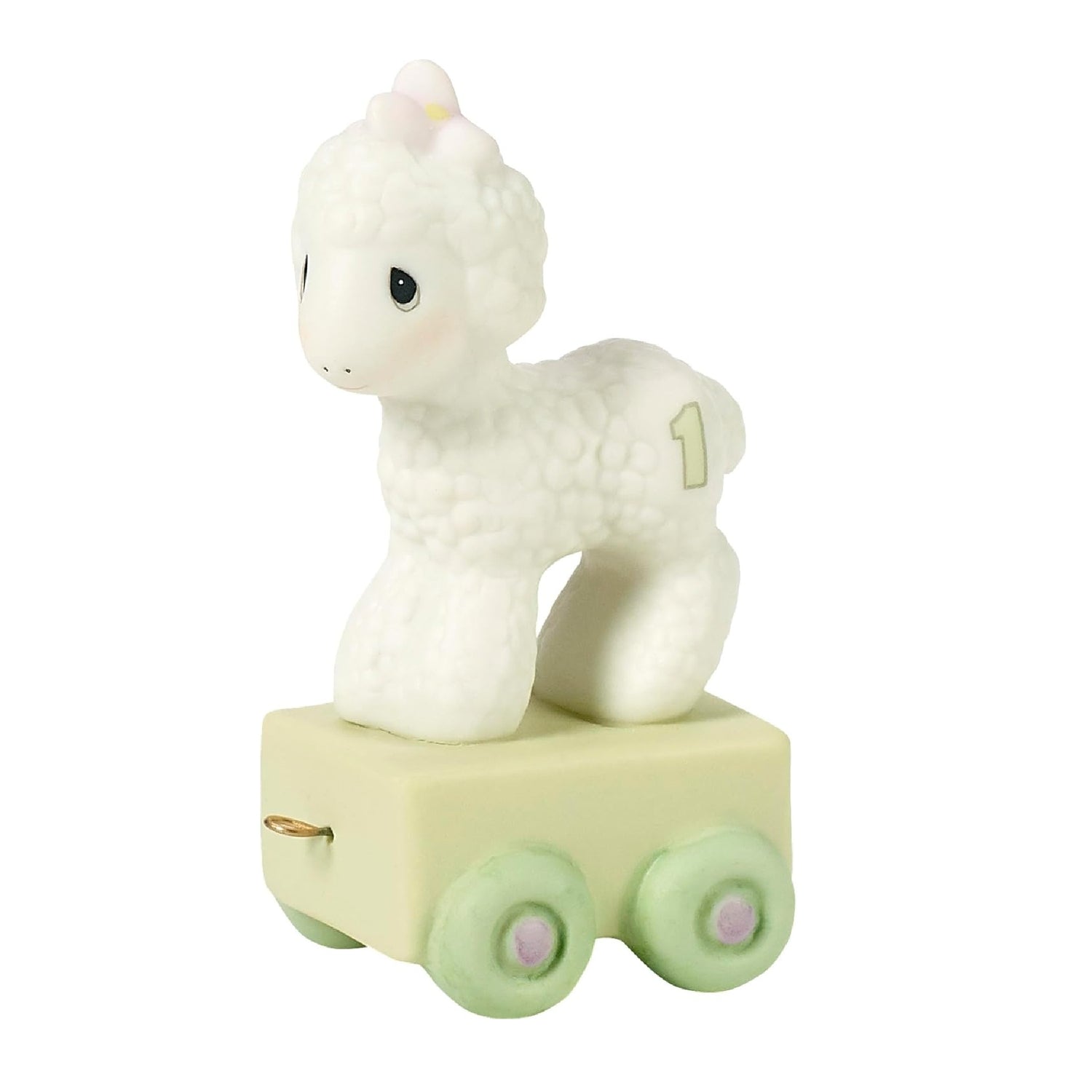 Birthday Train, Age 1, Happy Birthday Little Lamb, Bisque Porcelain Figurine
