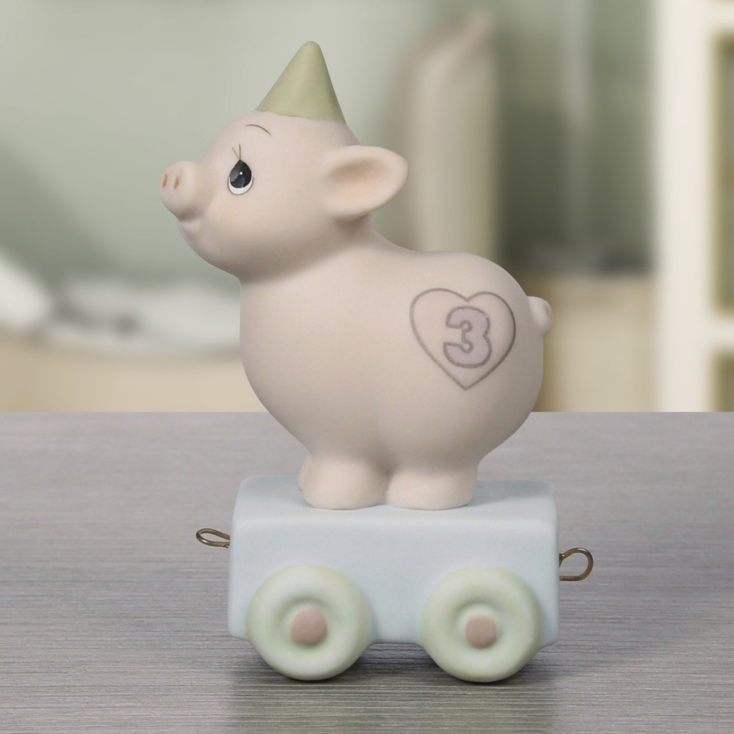 Birthday Train, Age 3, Heaven Bless Your Special Day, Bisque Porcelain Figurine