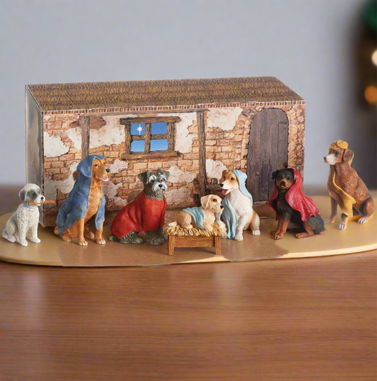 Canine Creche Dog Nativity Scene Decoration, 7 Piece Set by Roman