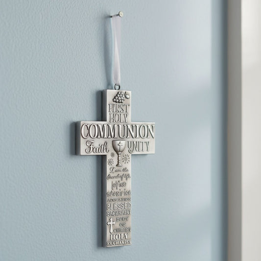 Caroline Collection First Communion Word Art Wall Cross