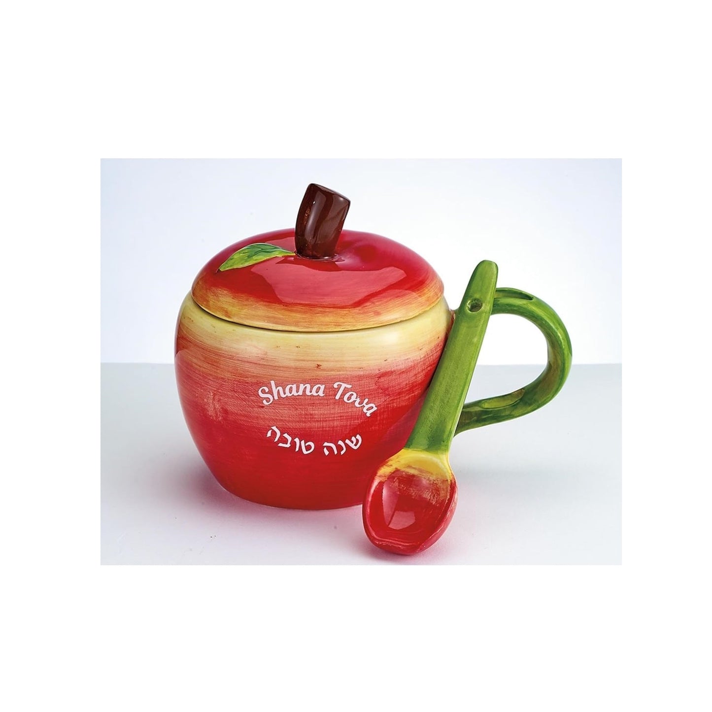 Ceramic "Shana Tova" Apple Honey Dish With Spoon