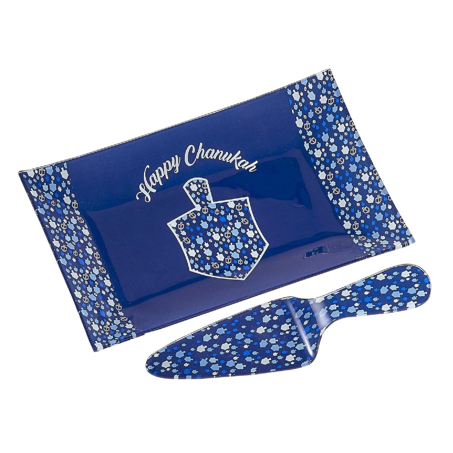 Chanukah Mosaic Glass Tray and Server Set