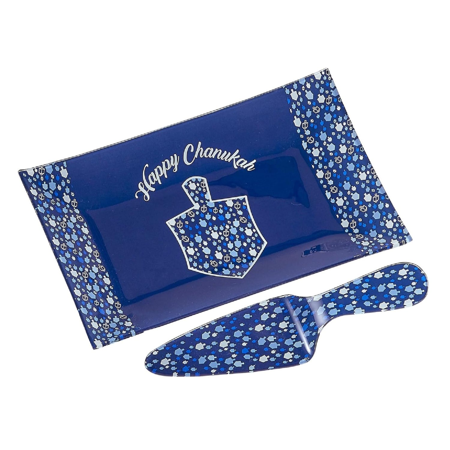 Chanukah Mosaic Glass Tray and Server Set