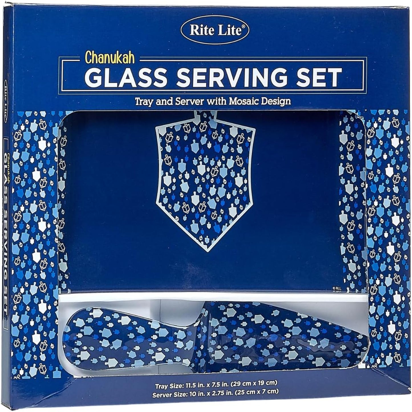Chanukah Mosaic Glass Tray and Server Set