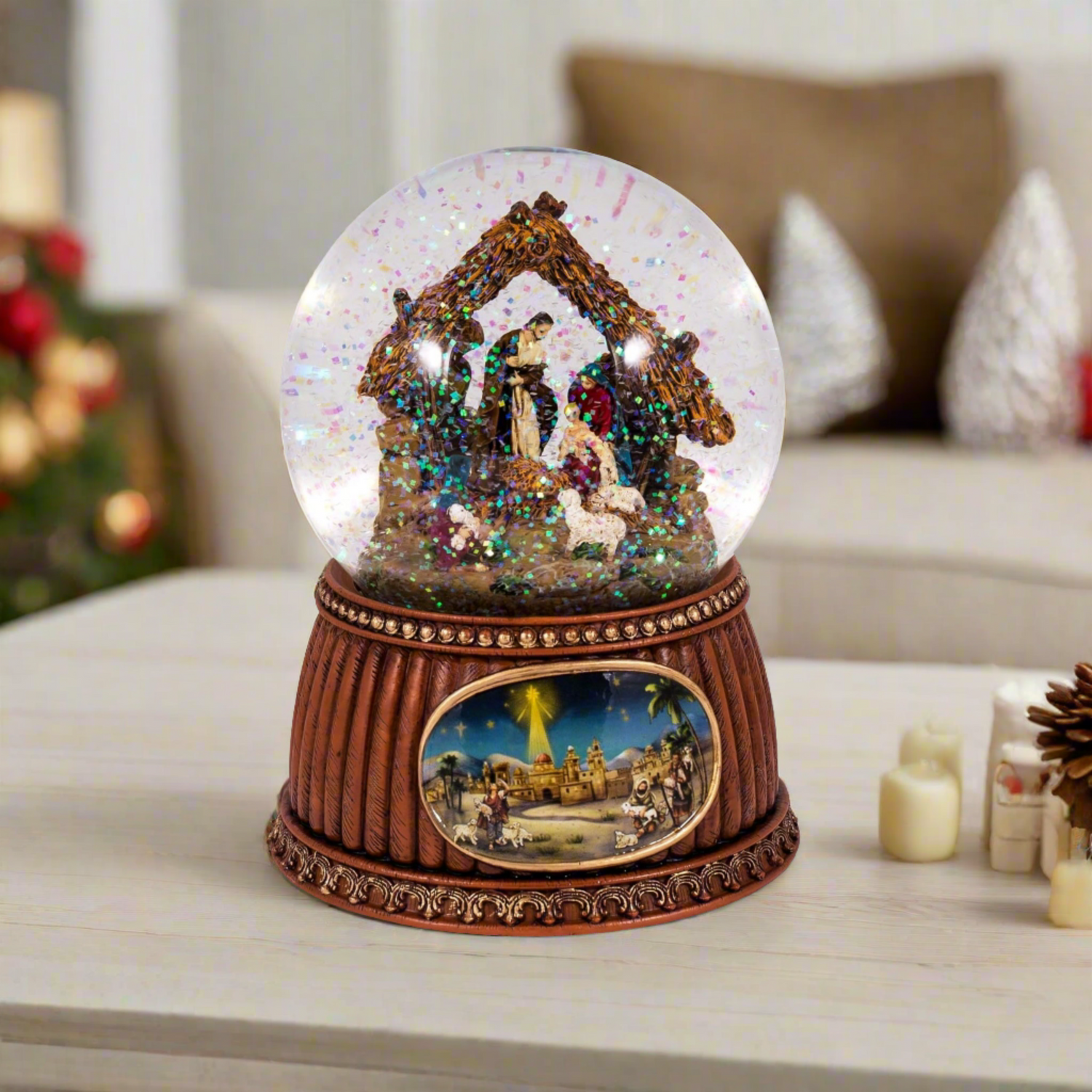 Christmas Nativity 100mm Musical Snow Globe Glitterdome