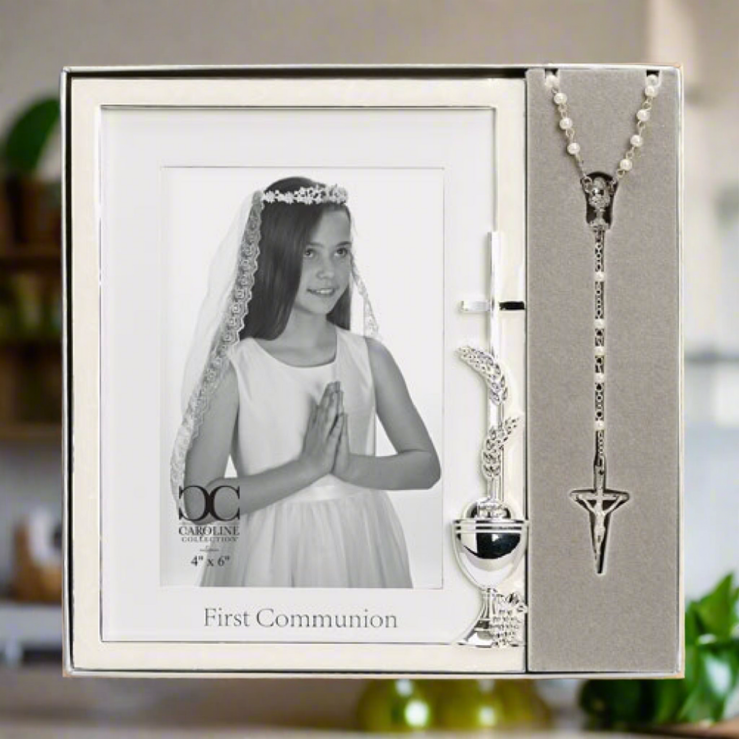 Communion Wheat Chalice Frame 6X4 With Rosary Set