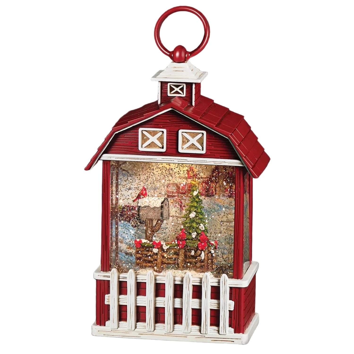 Confetti Lites Lighted Swirl Barn with Fence & Cardinals