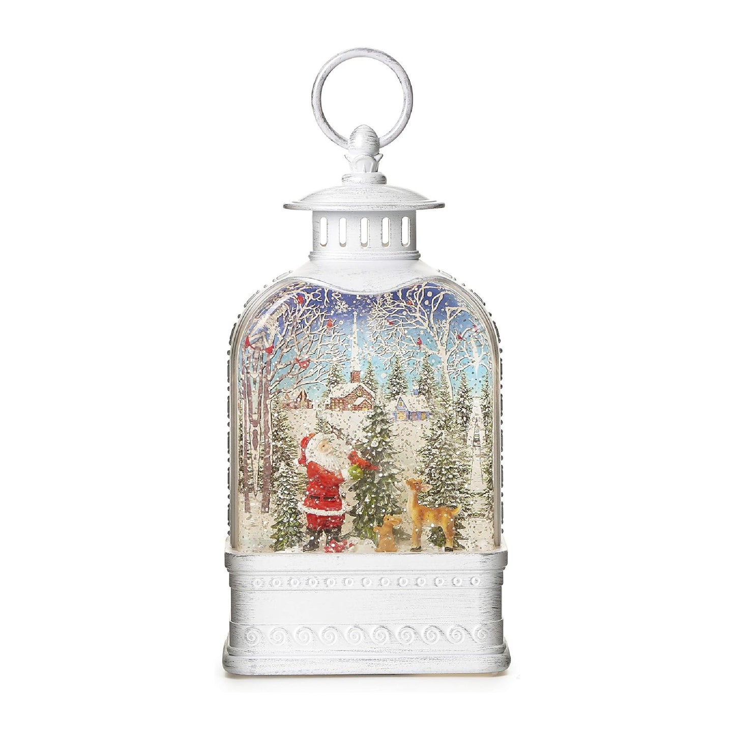 Confetti Lites Lighted Swirl Vintage Lantern with Santa & Woodland Animals