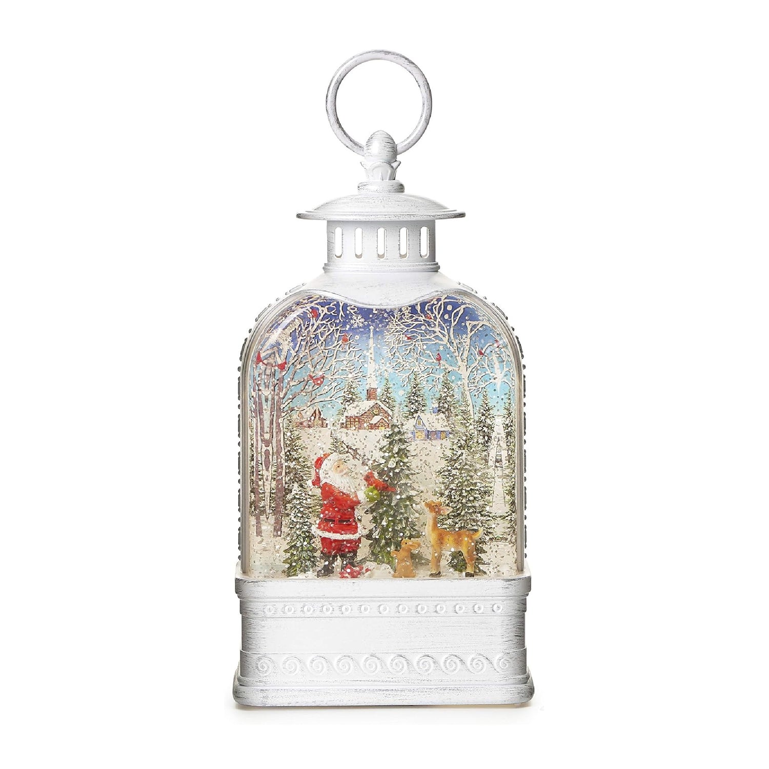 Confetti Lites Lighted Swirl Vintage Lantern with Santa & Woodland Animals