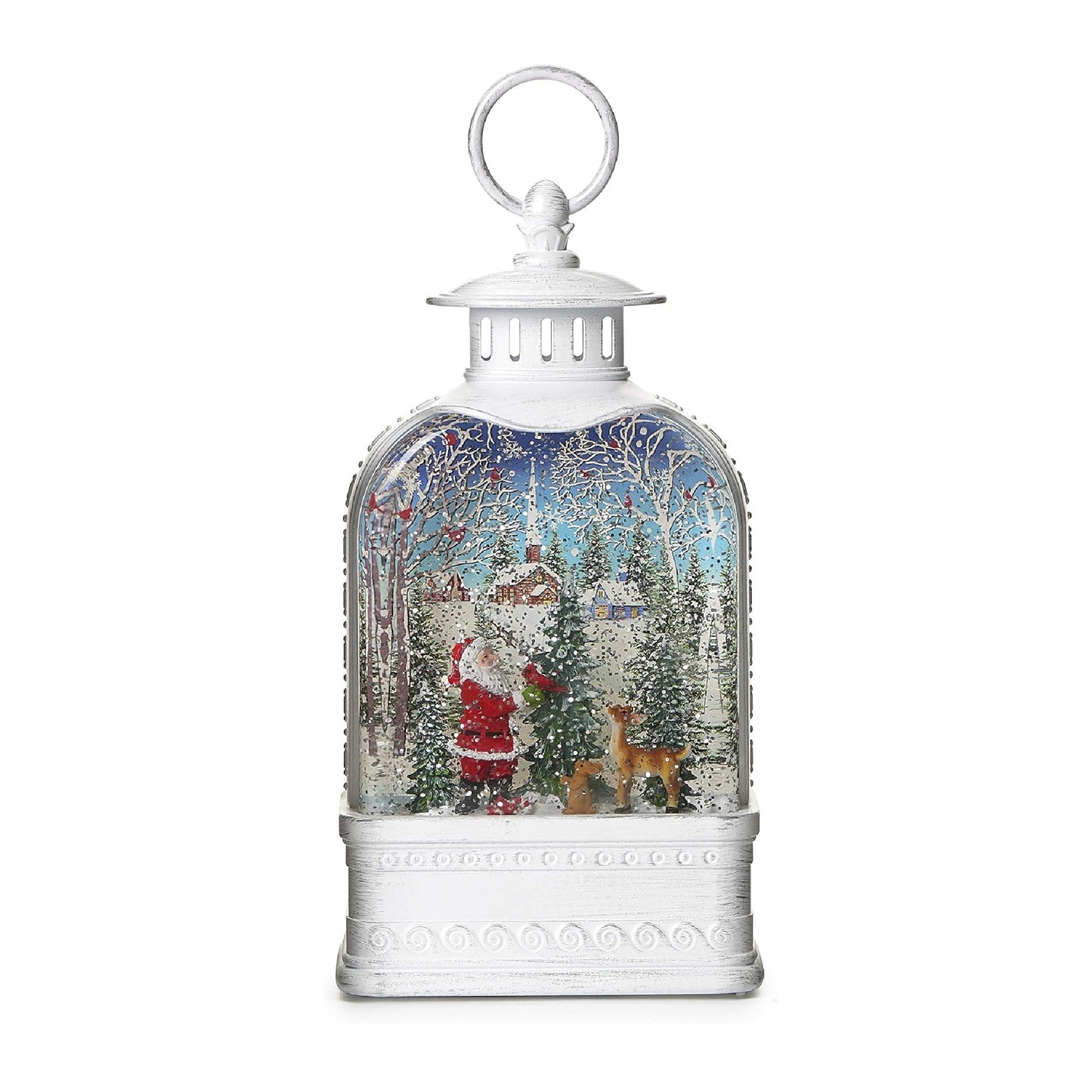 Confetti Lites Lighted Swirl Vintage Lantern with Santa & Woodland Animals